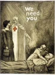 Poster di reclutamento della Croce Rossa, "Abbiamo bisogno di te", pub. 1918