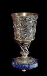 Coppa in porfido in argento e porcellana di Albert Ernest Carrier Belleuse