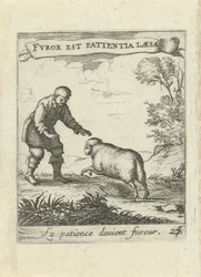 Paesaggio con uomo e pecora