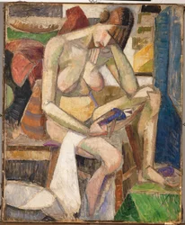 Nudo seduto (olio su tela)