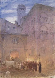 Lucca; Toscana; processione religiosa; carro; mucca;