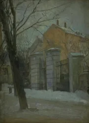 La porta del cimitero di Assistens a Copenaghen. Inverno