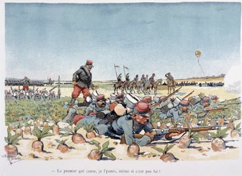 Sotto il fuoco del nemico - in "Album militare" di Albert Guillaume (1873-1942), ca. 1900