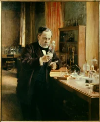 Ritratto di Louis Pasteur nel suo laboratorio
