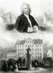 Ritratto di Johann Sebastian Bach (1685-1750) e Monumento