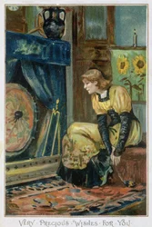 Auguri Molto Preziosi Per Te, Cartolina di Natale Vittoriana, pubblicata da Hildesheimer und Faulkner, Londra, c.1880