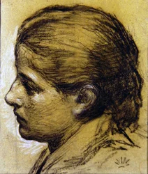 Studio della testa di una ragazza, c.1870