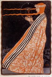 Una donna che tiene una clessidra, sd. inizio XX secolo. Illustrazione di Klingner Albert (1869-1912)