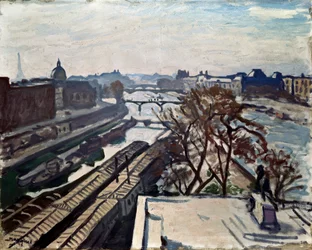 Veduta della Senna e della statua di Enrico IV, c1906