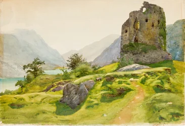 Paesaggio montano con rovina