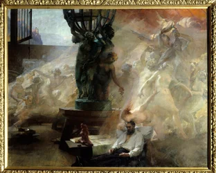 La morte di Jean Baptiste (Jean-Baptiste) Carpeaux (1827-1875), scultore francese. Dipinto di Albert Maignan (1845-1908)