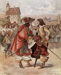 La timidezza del Capitano Bellormeau - "Sono lieto di vederti vivo". Personaggio dal libro di Albert Robida. Copertina "Il Piccolo Francese illustrato" del 02/12/1899
