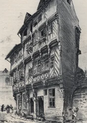 Casa rue Saint Guillaume a Rennes - Vecchia Francia - Bretagna - testo, disegni e litografie di Albert Robida