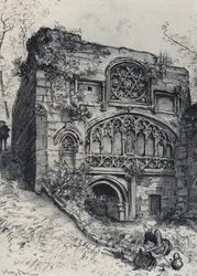 La fontana delle Carmelitane a Morlaix - La vieille France - La Bretagne - testo, disegni e litografie di Albert Robida (1848-1926) senza data fine XIX secolo