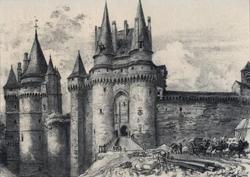 Le Chatelet a Vitré en Ille-et-Vilaine - La vieille France - La Bretagne - testo, disegni e litografie, di Albert Robida (1848-1926) fine XIX secolo