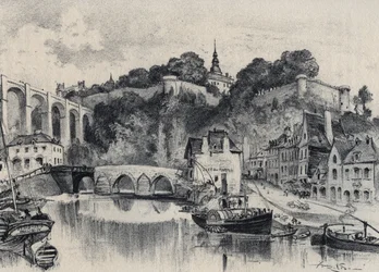 La città di Dinan - Vecchia Francia - Bretagna - testo, disegni e litografie di Albert Robida (1848-1926) senza data fine XIX secolo
