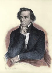 Ritratto di Giacomo Meyerbeer (1791-1864), compositore tedesco. Disegno di Albert Rosenthal