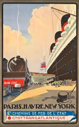 Poster pubblicitario per viaggi della compagnia di navigazione Compagnie Generale Transatlantique, c.1930