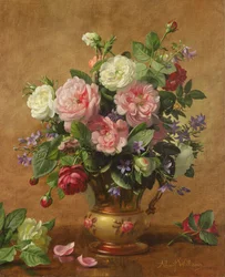Rose in un vaso smaltato di rosa, 1995