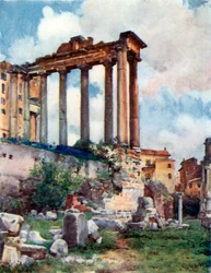 Tempio di Saturno dalla Basilica Giulia nel Foro