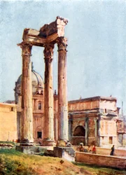 Tempio di Vespasiano dal Portico dei Dii Consentes