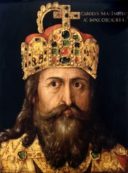 Ritratto di Carlo Magno (742-814), dipinto della bottega di Albrecht Dürer, circa 1514, Museo storico tedesco di Berlino, Germania