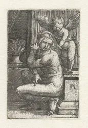 Venere inginocchiata con Cupido