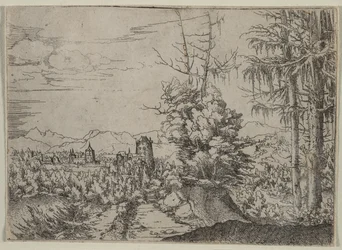 Paesaggio con due pini