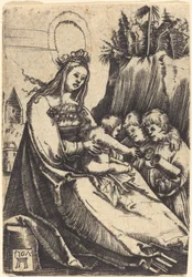 Maria con bambino e due ragazzi