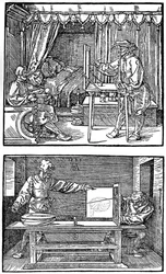 Apparato per tradurre oggetti tridimensionali in disegni bidimensionali, 1525, 1936
