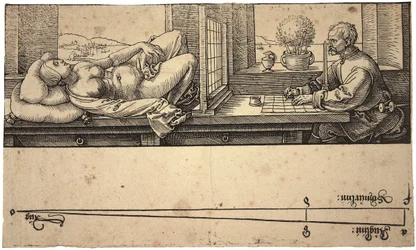Artista che disegna un nudo con uno strumento prospettico, 1538