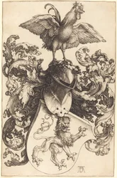 Stemma con un leone e un gallo