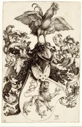 Stemma con leone e gallo