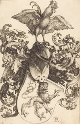 Stemma con un leone e un gallo, 1502-1503.