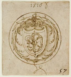 Disegno per un ornamento o anello con stemma di Lazarus Spengler