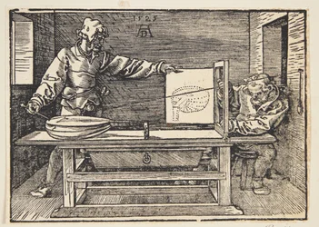 Disegnatore che disegna un liuto