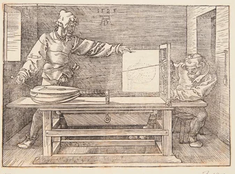Disegnatore che disegna un liuto