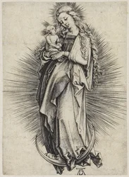 Maria dai lunghi capelli sulla falce di luna