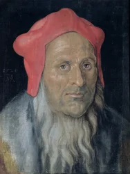Ritratto di un uomo barbuto con cappello rosso, 1520