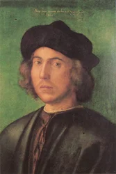Ritratto di un giovane uomo
















 su uno sfondo verde