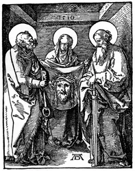 Santa Veronica con il sudario tra San Pietro e Paolo