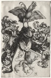 Lo stemma con un leone e un gallo