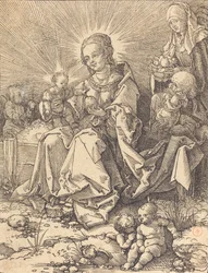 La Sacra Famiglia su una panchina erbosa, 1526