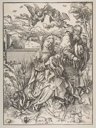 La Sacra Famiglia con tre lepri