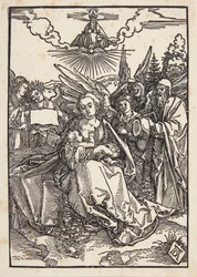 La Sacra Famiglia con cinque angeli