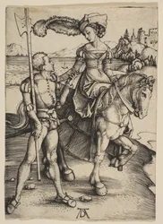 La signora a cavallo e il lanzichenecco, ca. 1497