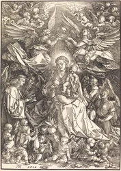 La Vergine circondata da molti angeli