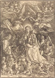 La Vergine circondata da molti angeli