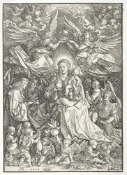 La Vergine circondata da molti angeli