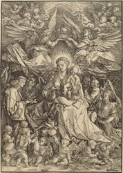 La Vergine circondata da molti angeli